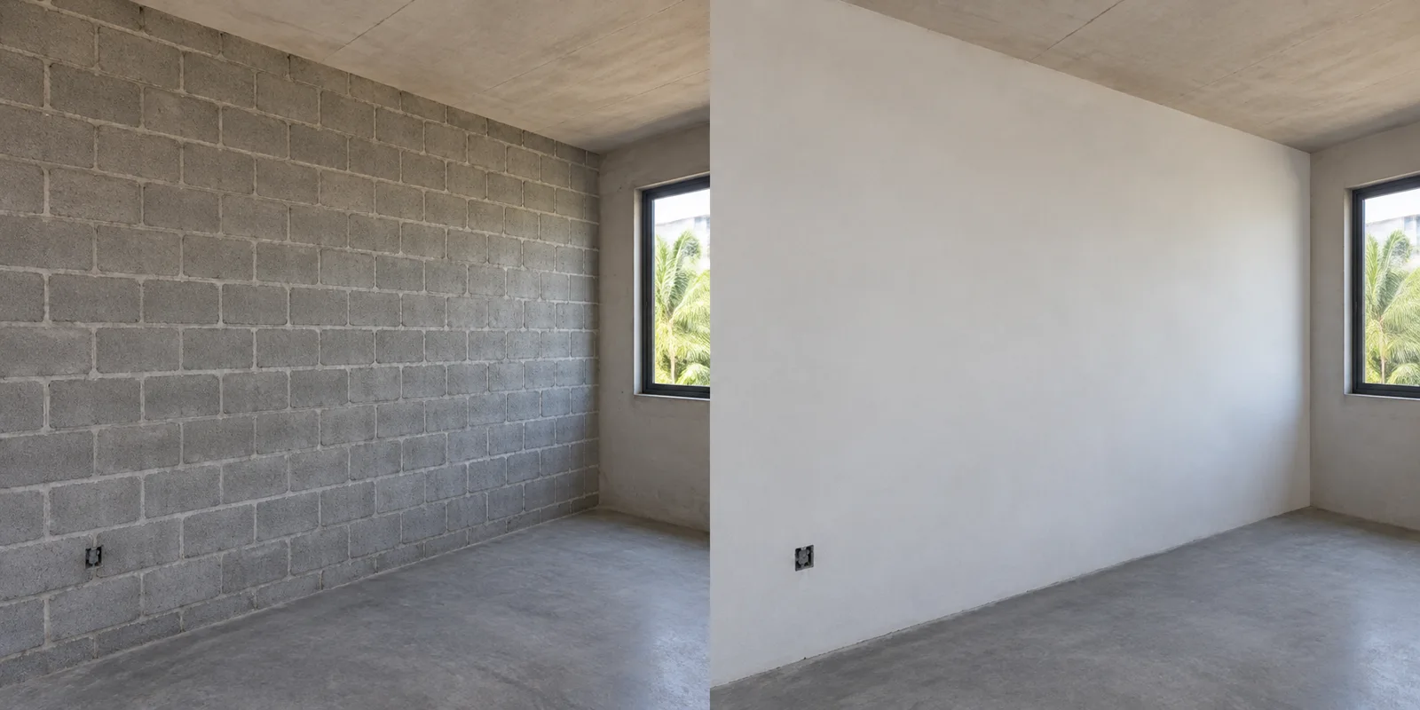 Après application du plâtre : mur lisse, illustration