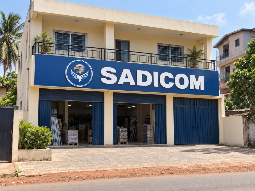 Illustration de la présence de Sadicom dans un quartier commercial de Conakry
